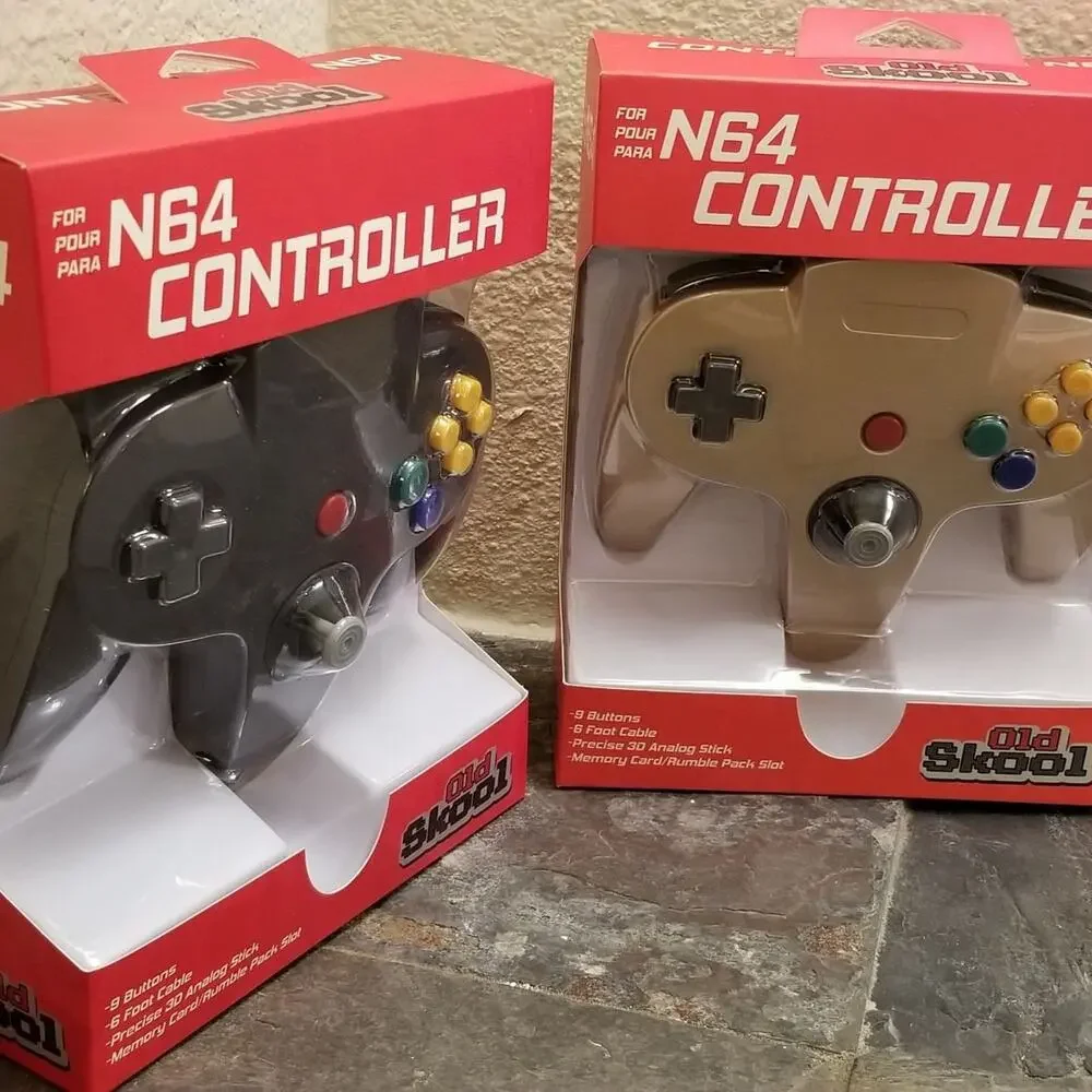 2 N64 Controllers - Gold & Black (NEW) - Nintendo64 - Old Skool